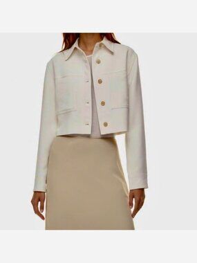 NEW! Artizia Wilfred Little Cropped Jacket Button In Light Birch/Ivory XS